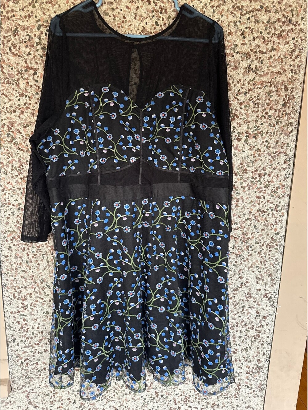 Torrid Black Sheer Mesh Floral Embroidered Corset Dress Plus Size 20